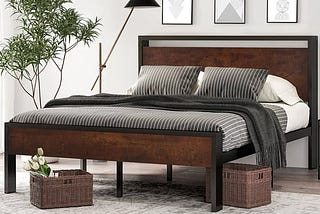 sha-cerlin-14-inch-queen-size-metal-platform-bed-frame-with-wooden-headboard-and-footboard-mattress--1
