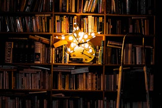 Bookshelves full of books