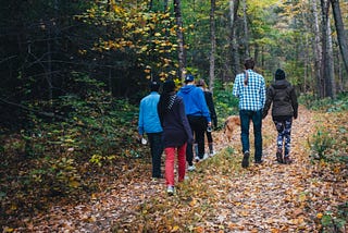 young people- walking in a rural setting- for exercise