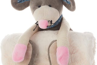 Soft Grey Plush Mouse Toy with Matching Blanket | Image
