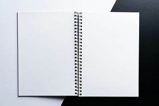 Picture of an open blank notebook (perfect for a diary)