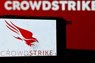 Image of CrowdStrike logo on broken mobile