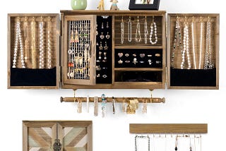 Rustic Jewelry Organizer with Barn Door Design | Image