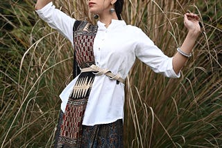 Ajrakh modal satin saree.