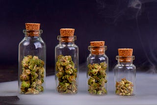 4 Weed Clear Weed Jars of Descending Size with Cork Tops