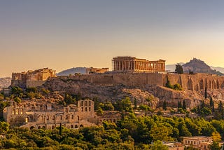 Photo of the Acropolis of Athens viewed from the Hill of the Muses.