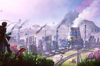 A piece of pre-rendered art for the game “Satisfactory”