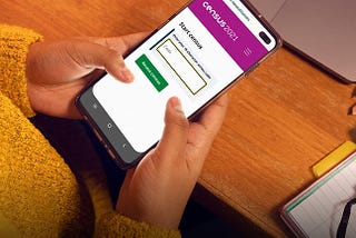 Someone completing the census on their mobile phone.