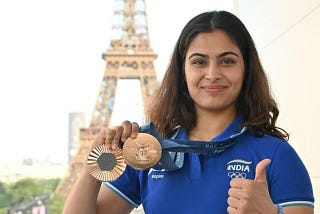 Manu Bhaker after winning double bronze medals in Paris Olympics 2024