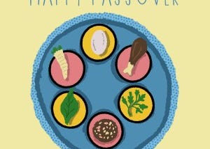 Illustration of a traditional seder plate.