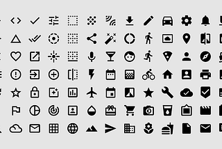 This is a grid of icons showing the material design icons used by Google (source Wikipedia)