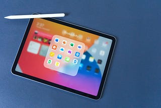 An iPad with a folder open