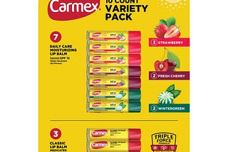 Variations of Carmex Lip Balm in a 10-pack set | Image