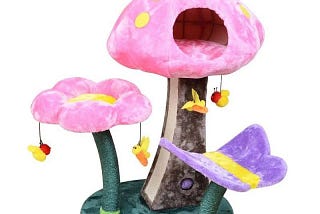 Catry Pink/Green Mushroom Flower Cat Tree | Image