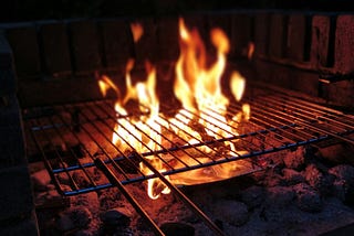 Large grill over an open flame