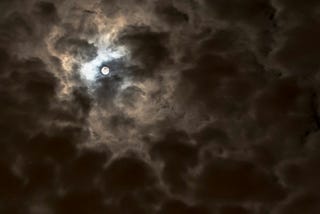 A full moon on a cloudy night