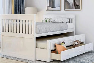 Rhomtree Twin Captain's Daybed with Storage | Ideal for Kids and Guests | White Finish | Image