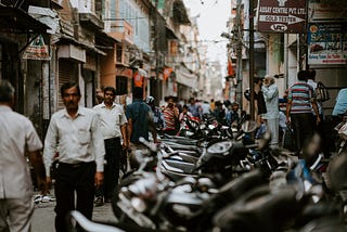 People walking on a crowded street