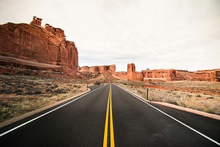 A desert road.