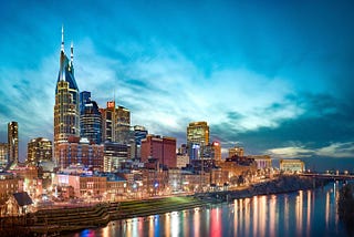 Nashville Skyline Turquoise — Bedroom Wall Art Poster Decor | Posters for Room Decoration