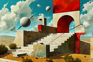 fantasy world, in the style of Suprematism Surrealism — ar 16:9 — v 6, image created on midjourney v6 by henrique centieiro and bee lee