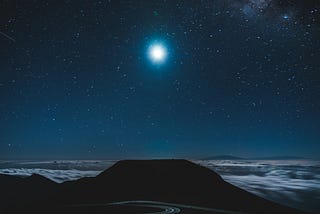 moon shining brightly over the horizon