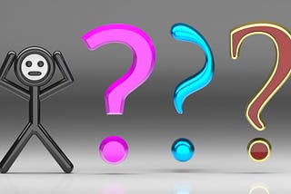 A standing stick figure next to three question marks.