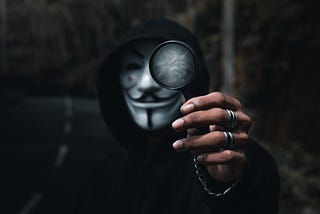 Masked man searching for clues