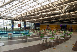 An empty food court