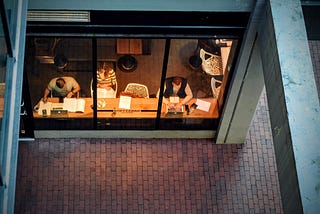 People working in cafe