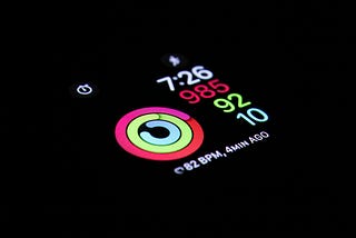 Apple Watch with Activity face in dark