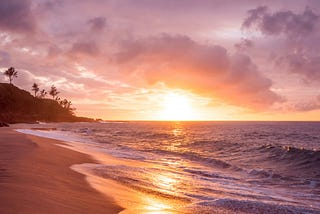 beautiful beach with a sunset