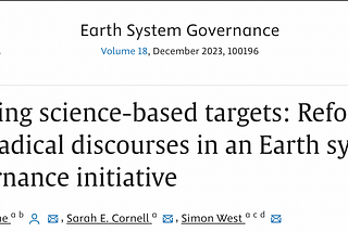 Science Based Targets: Transactionally Reformist or Transformatively Radical?