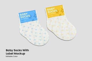 Baby Socks With Label Mockup
