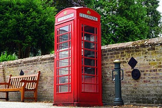 A typical red phone booth