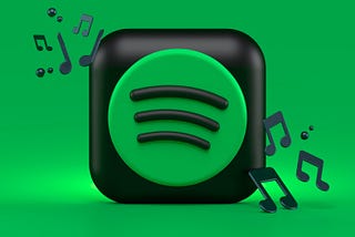 A digital image of the Spotify app logo alongside notes