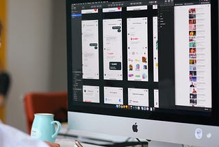 A computer screen with UI designs.