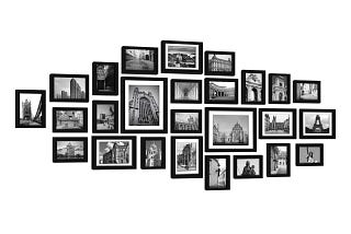 26 Piece Customizable Wall Collage Picture Frame Set in Black | Image