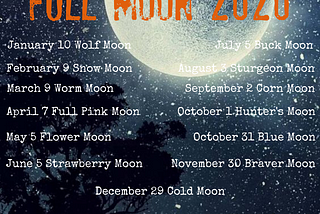 Witch Craft 101: Full Moon Calendar 2020