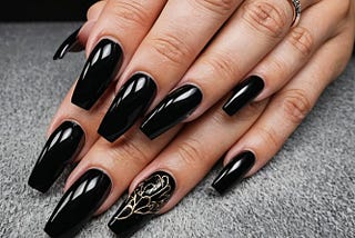 Coffin-Black-Acrylic-Nails-1