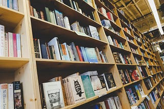 Shelves of books in a bookshop