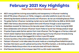 February 2021 Influencer News: Hobo Video’s Monthly News On Influencer Marketing