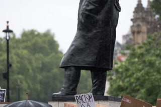 Protest against racism in front of Churchill’s statue in Parliament Square, London.