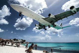 A Boeing 747 about to land