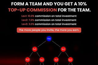 Form a team and you get a 10% top-up commission for the team.