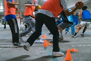 Adults Playing Dodgeball