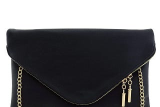 Chic oversized black envelope clutch with chain strap | Image