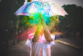 paint falling on a white umbrella