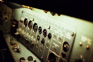 A control panel with switches and buttons.