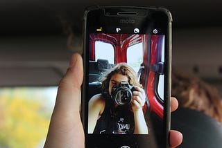 Stock Image Of A Person Holding A DSLR And Taking A Picture Of Themself